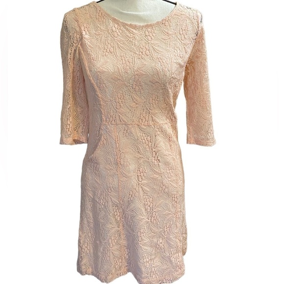 𝅺ANTHROPOLOGIE Maeve Dress Size Small Dusty Pink Lace Lined Dress With p… - Picture 2 of 16
